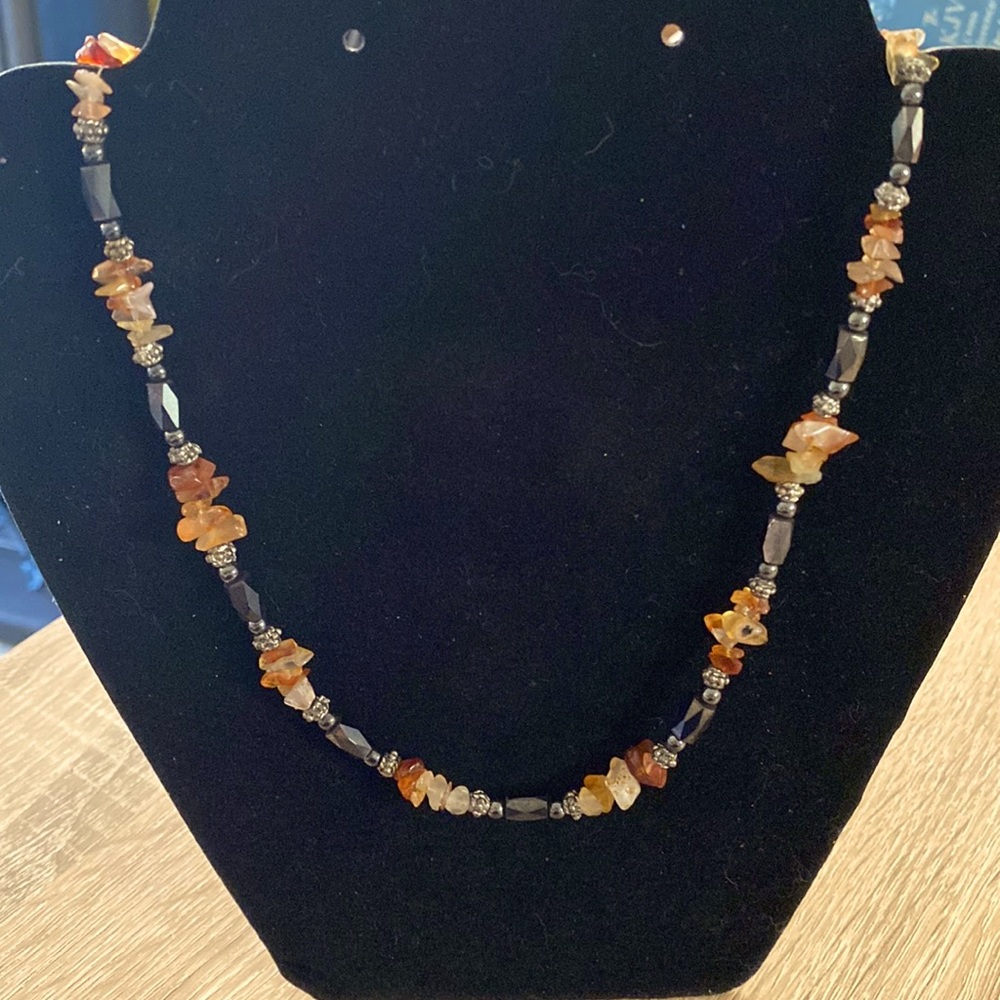 Magnetic Hemalyke Necklace with Orange Shaded Chips